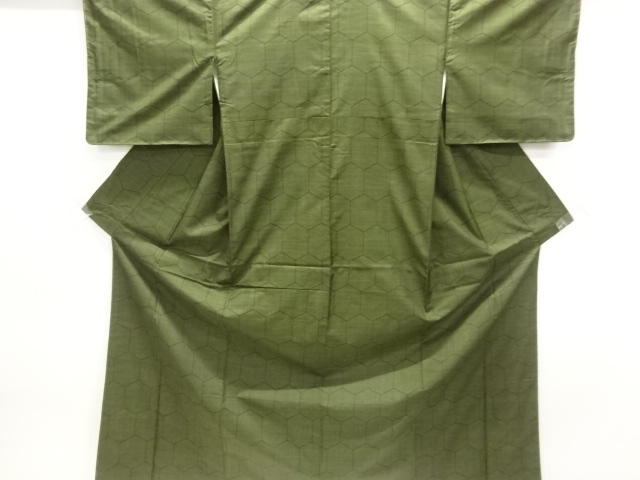 JAPANESE KIMONO / DORO OSHIMA TSUMUGI / WOVEN KIKKO PATTERN / 5MARUKI